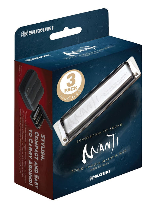 Suzuki M-20-MP Manji 3-Piece Harmonica Set Keys C, G, A
