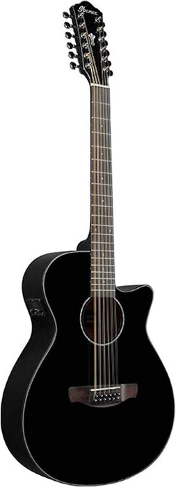 Ibanez Black AEG Series Single-Cutaway 12-String Acoustic-Electric Guitar (AEG5012)