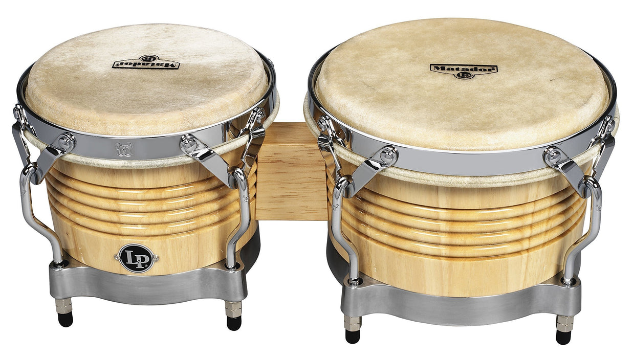 Latin Percussion M201-AWC LP Matador Wood Bongos - Natural/Chrome 8.625-inch