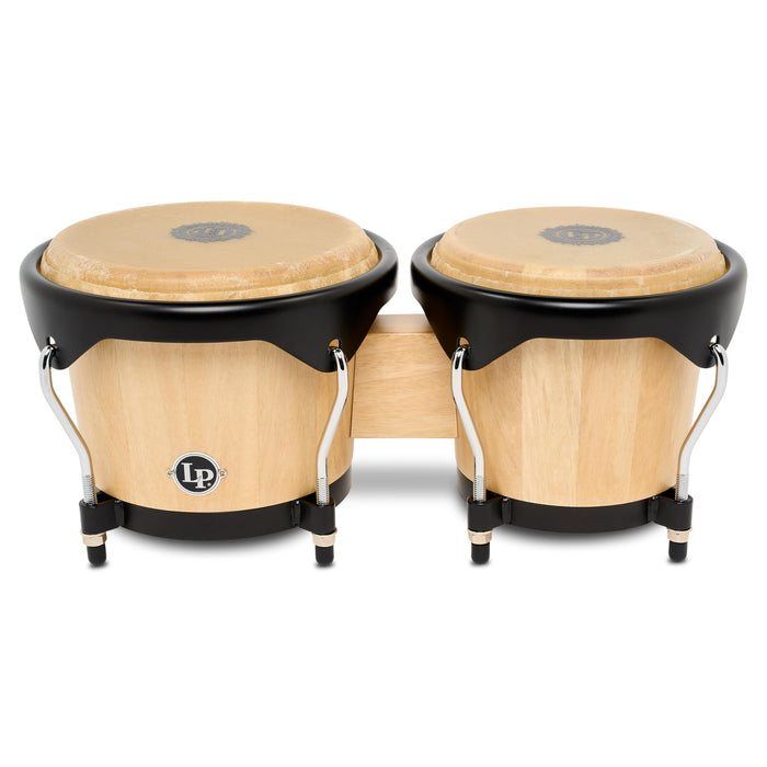 Latin Percussion LP601NYII City II Series Bongo Set with Double Stand 7” & 8” Natural