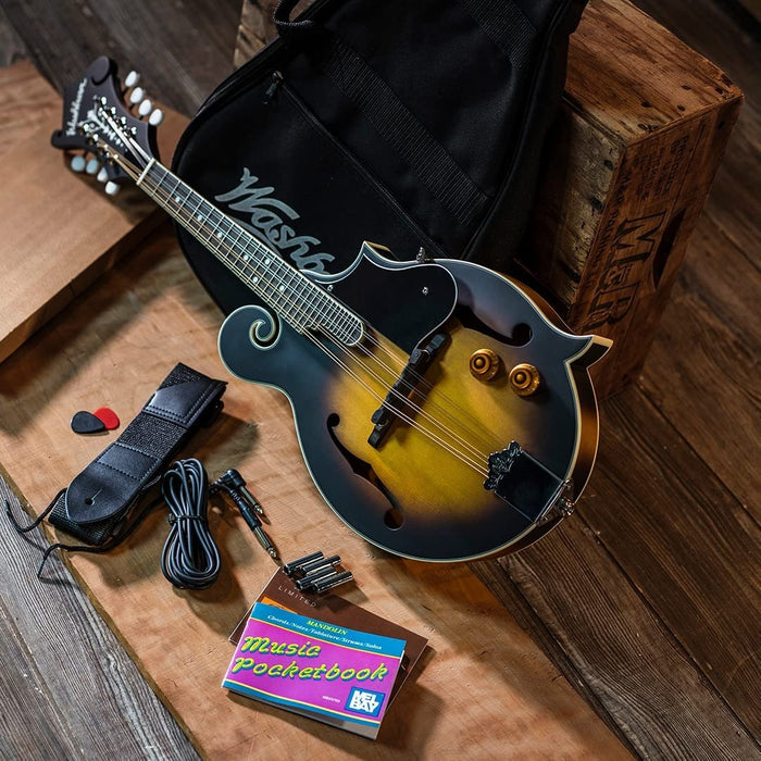 Washburn M3E Pack American Series F-Style Mandolin Pack, Sunburst (M3EK-A-U)