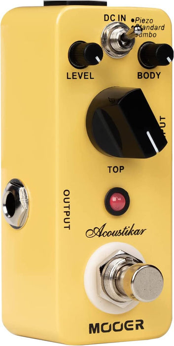 MOOER Acoustikar Acoustic Guitar Simulator Pedal, 3 Modes Piezo/Standard/Jumbo, Nature and Smooth Acoustic Guitar Sound