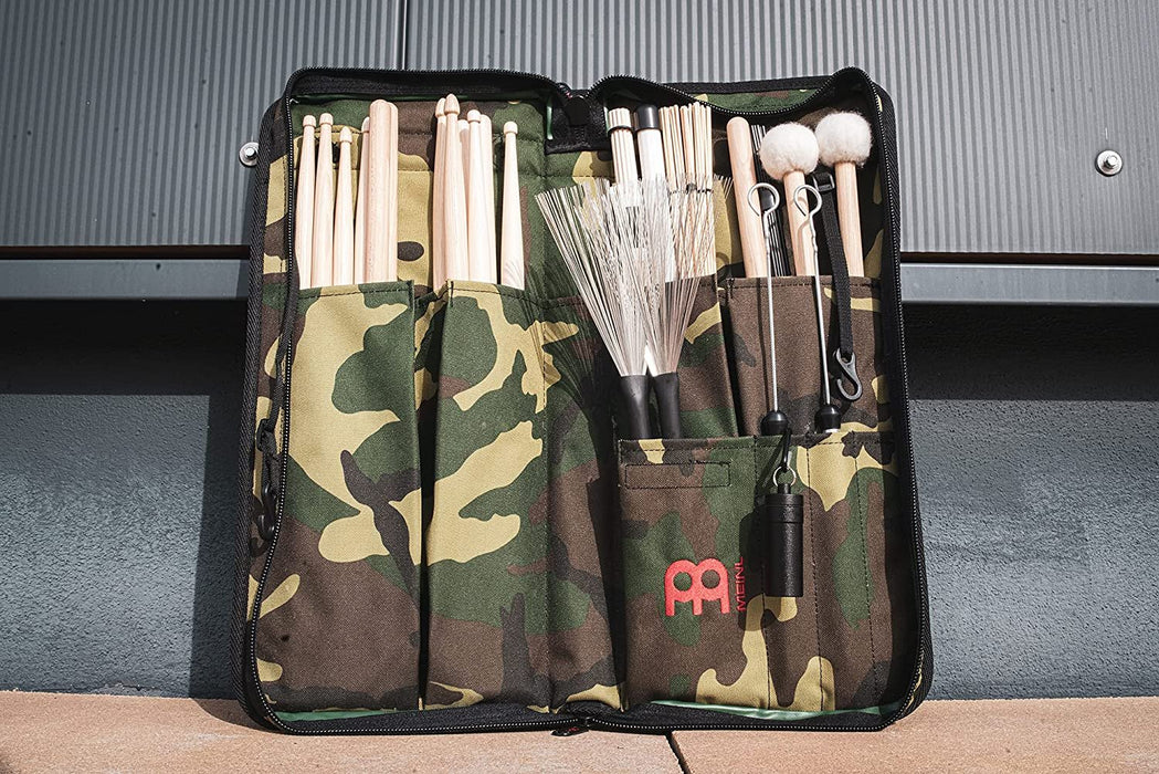 Meinl Percussion Drum Stick Bag with Extra Outside Pocket and Floor Tom Hooks – for Mallets, Brushes and Other Common Accessories As Well, Camouflage, Standard (MSB-1-C1)