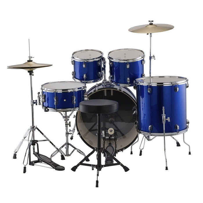 Ludwig Accent 5-piece Complete Drum Set w/22" Bass Drum and Wuhan Cymbals - Blue Sparkle (LC19519)