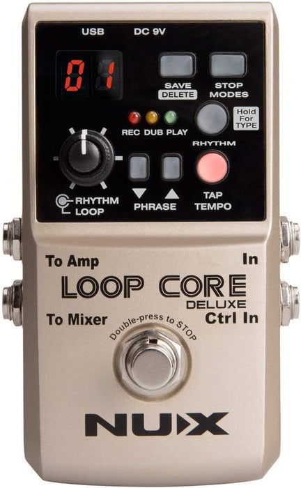 NUX Loop Core Deluxe Upgraded Guitar Loop Pedal with Foot Switch Automatic Tempo Detection 8 Hours Recording 24-bit Audio