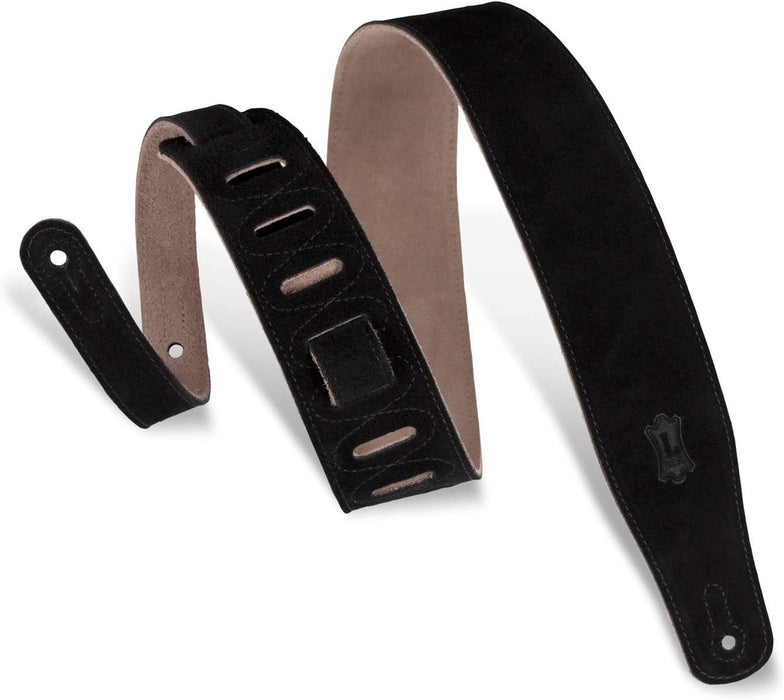 Levy's Leathers MS26-BLK 2.5" Hand-Brushed Suede Guitar Strap, Black