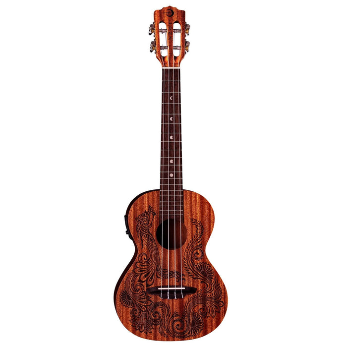 Luna Henna Dragon Mahogany Tenor Ukulele with Preamp and Gigbag