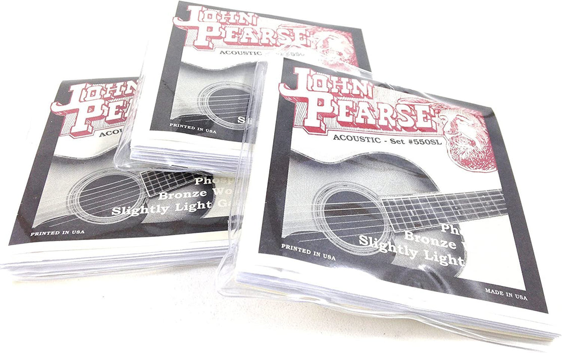 John Pearse Guitar Strings 3 pack Acoustic Slightly Light #550SL Phos Bronze