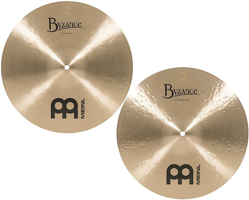 Meinl Cymbals Byzance 14" Dual Hihats, Pair — MADE IN TURKEY — Hand Hammered B20 Bronze, 2-YEAR WARRANTY, B14DUH