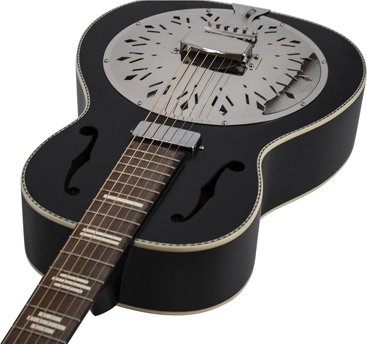 Recording King 6 String Resonator Guitar, Right, Matte Black (RPH-R2-E-MBK)