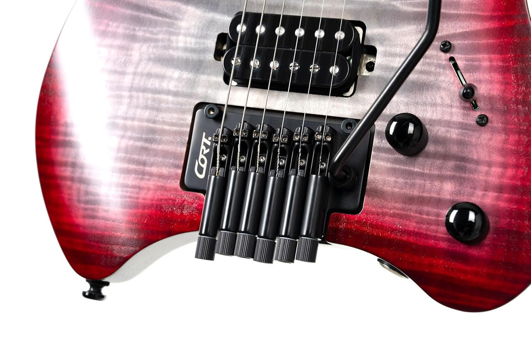 Cort SPACEG6TRSGLV Space G6TR Headless Electric Guitar Semi Gloss Lava