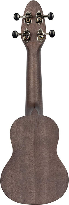 Ortega Guitars, 4-String Keiki Series Sopranino Ukulele with Turtle Etching, Right, Transparent black, (K1-CO)