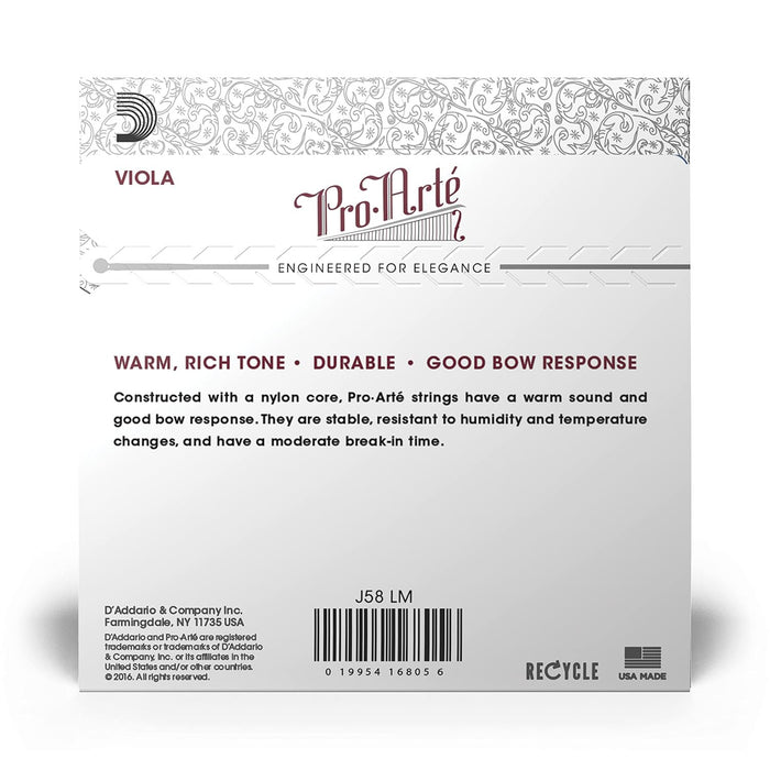 D'Addario Pro-Arte Viola String Set, Medium Scale, Medium Tension