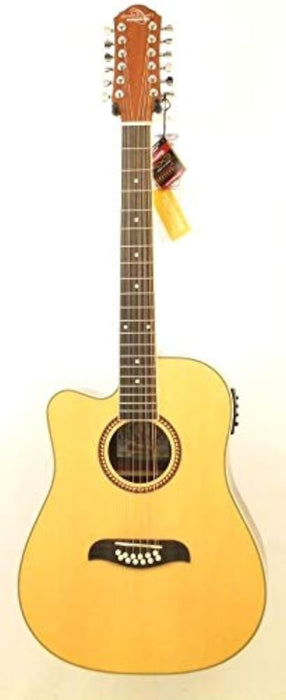 Oscar Schmidt OD312CELH-A Left-Handed 12-String AE Guitar Natural