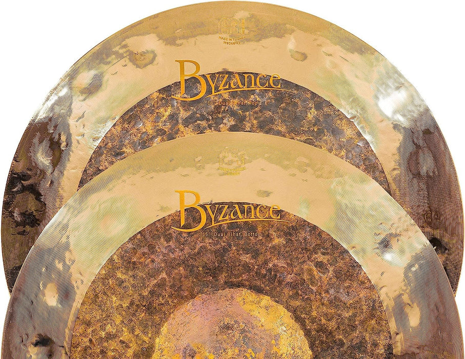 Meinl Cymbals Byzance 15" Dual Hihats, Pair — Made in Turkey — Hand Hammered B20 Bronze, 2-Year Warranty, B15DUH, inch