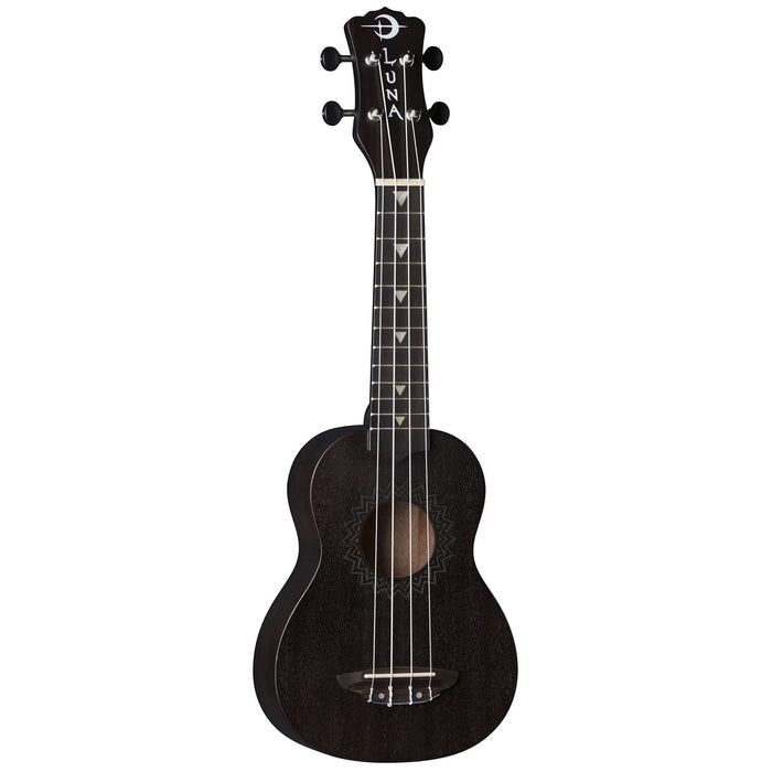 Luna Vintage Mahogany Soprano Ukulele - Black Satin (UKE VMS BKS)
