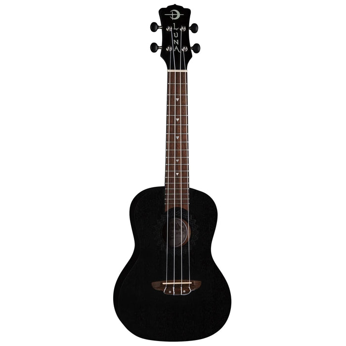 Luna Guitars, 4-String Vintage Mahogany Concert Ukulele, Black Satin, (UKE VMC BKS)