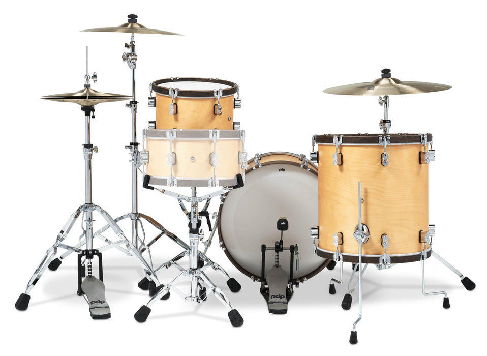 PDP Concept Classic 3 Pc Shell Pack with 20" Kick Natural Finish with Walnut Hoops