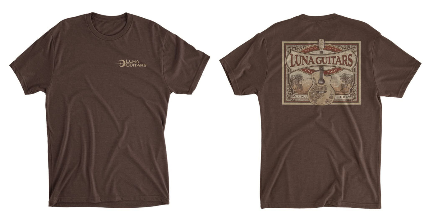 Luna Guitars Henna Guitar Brown T-Shirt, Large