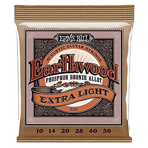 2 PACK Ernie Ball P02150 Earthwood Extra Light Phosphor Bronze Acoustic String Set.010 - .050