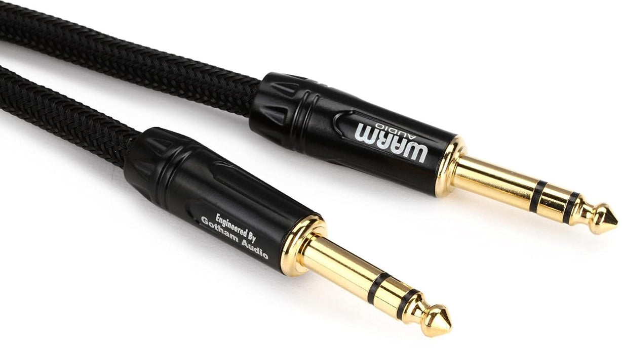 Warm Audio Premier Series TRS Cable 20-foot - 1/4-inch Stereo, Black/Gold