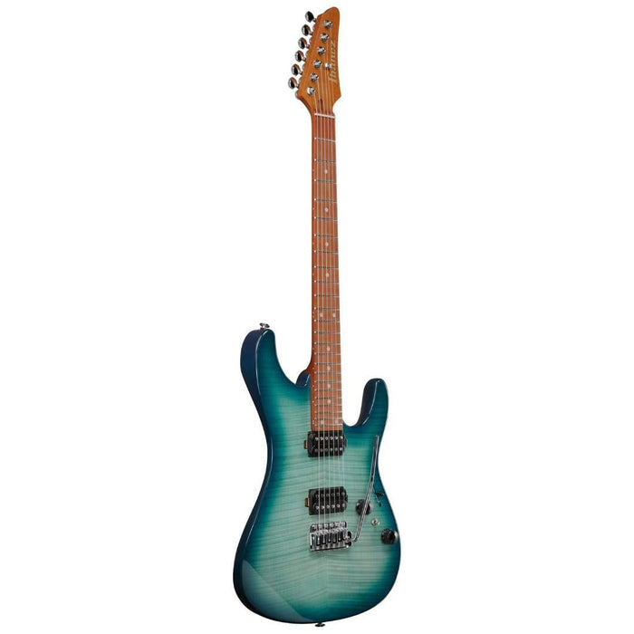 Ibanez AZ24S1F Standard 6-String Right-Handed Electric Guitar with Roasted Maple Neck and Jatoba Fretboard (Transparent Turquoise Burst)