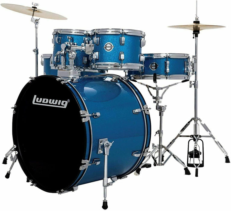 Ludwig Accent Drive Blue 5-Piece Drum Set (Includes Hardware, Throne, Pedal, Cymbals, Sticks and Drum Key)