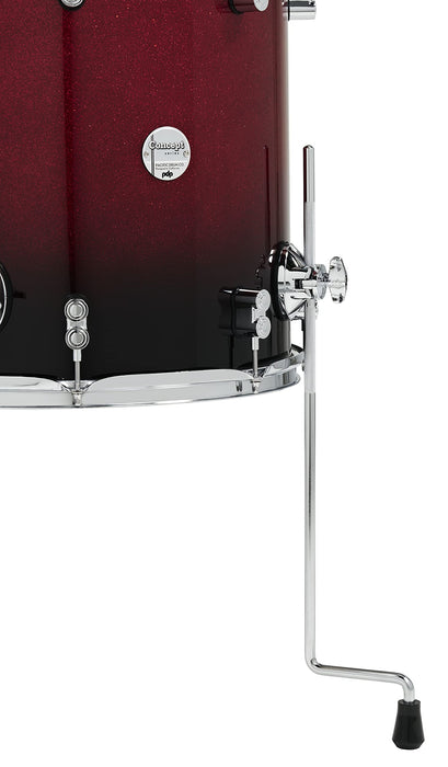 PDP By DW 5-Piece Concept Maple Shell Pack with Chrome Hardware Red to Black Fade (PDCM2215RB)