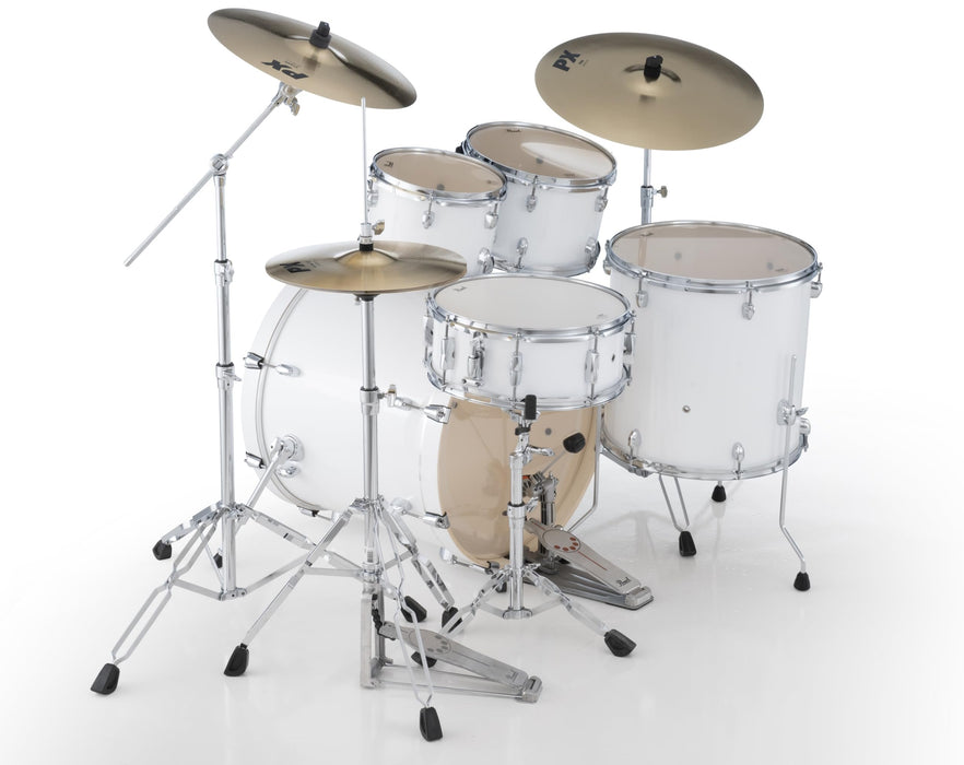 Export 5 Piece Shell Pack 22/16/13/12/14 Pure White - Hardware And Sabian Cymbals