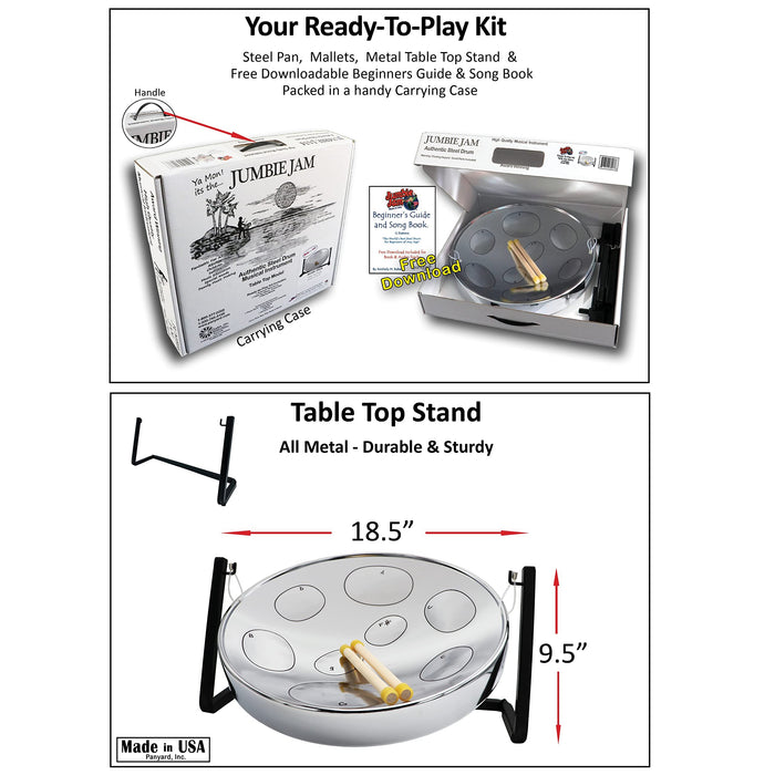 Panyard Jumbie Jam Table Top Steel Drum Kit Chrome 16-inch