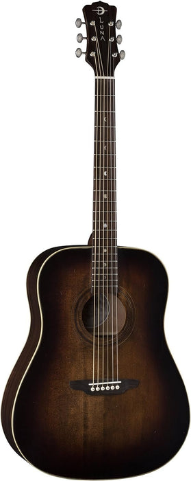 Luna 6 String Art Vintage Dread Solid Top Distressed Acoustic Guitar V