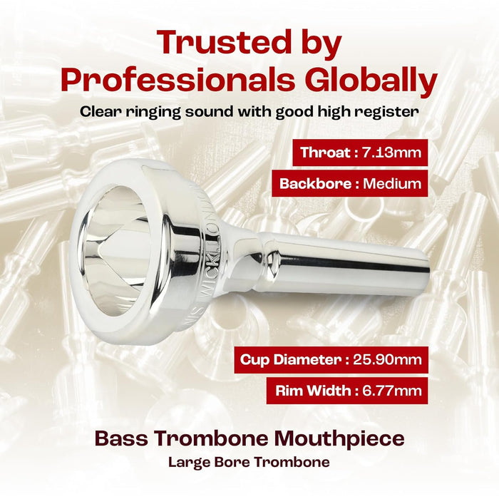Denis Wick Classic Trombone Mouthpiece Silver Plated, 5880-12CS - V-Type Design for Balanced Tone & Smooth Response - Small Shank Fitting Trombone Accessory 24.7 x 6.5 x 6.1mm
