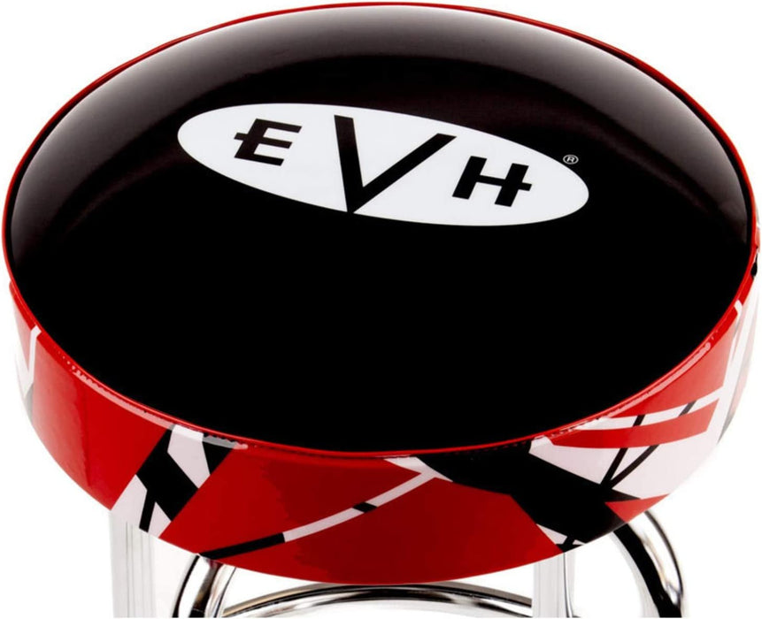 Eddie Van Halen EVH 30 Inch Chrome Barstool with Striped Padded Seat