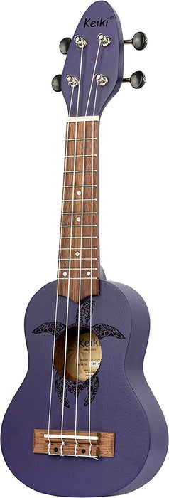 Ortega Guitars, 4-String Keiki Series Sopranino Ukulele with Turtle Etching, Right, Transparent black, (K1-CO)