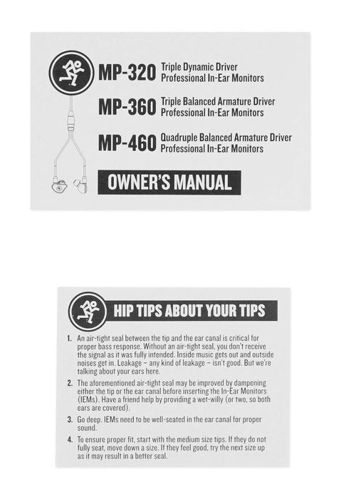 Mackie MP Series In-Ear Headphones & Monitors with Triple Dynamic Drivers (MP-320)