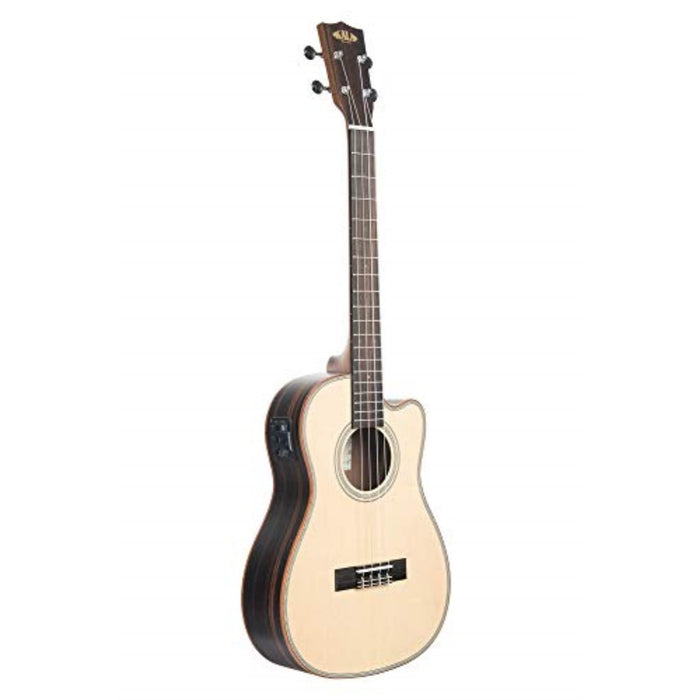 Kala Solid Spruce Top Striped Ebony Baritone Ukulele w/ Cutaway & EQ (KA-SSEBY-B-CE)
