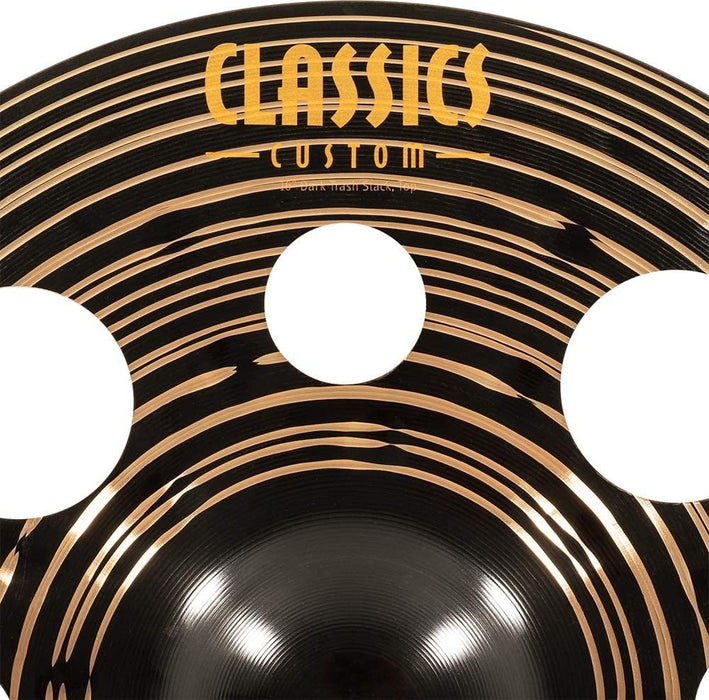 Meinl Cymbals Classics Custom Dark 16" Trash Stack Pair with Holes — Made in Germany — for Rock, Metal and Fusion, 2-Year Warranty (CC-16DASTK)