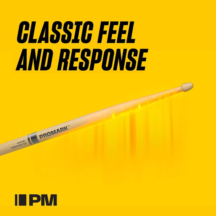 ProMark Drum Sticks - Classic Forward 5B Hickory Drumsticks, Oval Wood Tip, Buy 3 Pairs Get 1 Free