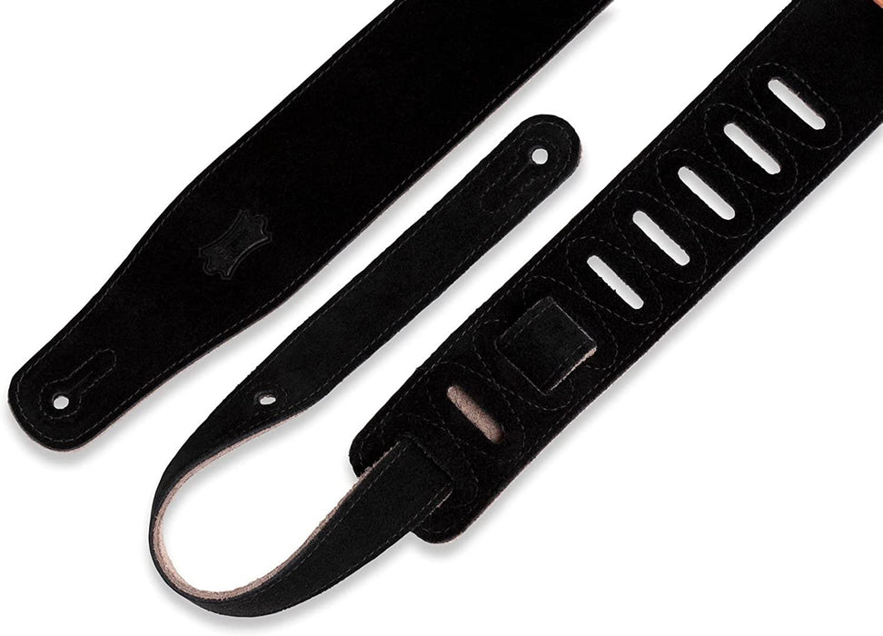 Levy's Leathers MS26-BLK 2.5" Hand-Brushed Suede Guitar Strap, Black