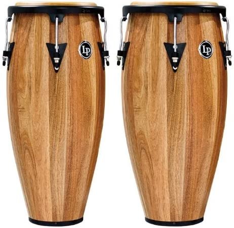 Latin Percussion LPA647-SW Aspire Wood Congas 11-Inch and 12-Inch Set with Double Stand - Siam Walnut/Black