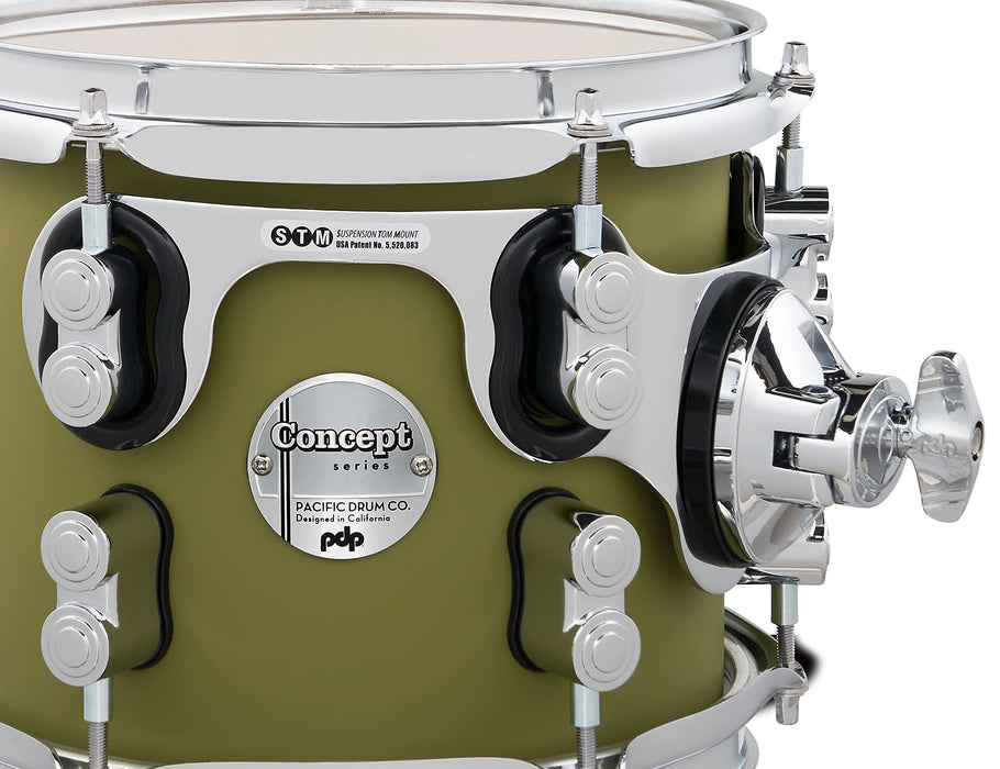 Pacific Drums & Percussion Drum Set Concept Maple 5-Piece, Satin Olive Shell Pack (PDCM2215SO)