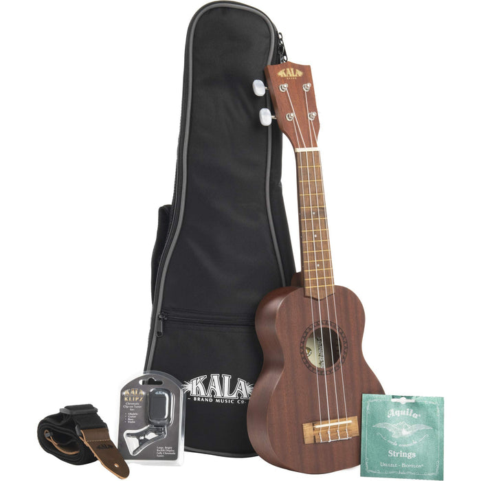 Kala 4-String Ukulele, Natural, Soprano (KA-15S-BNDL)
