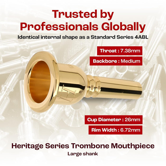 Denis Wick Heritage Trombone Mouthpiece Gold-Plated 3180G-5BS Small Shank