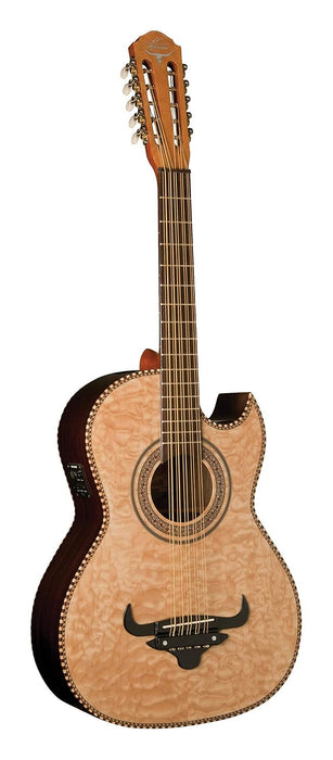 Oscar Schmidt OH32SEQN Acoustic Electric Bajo Quinto Quilt Natural