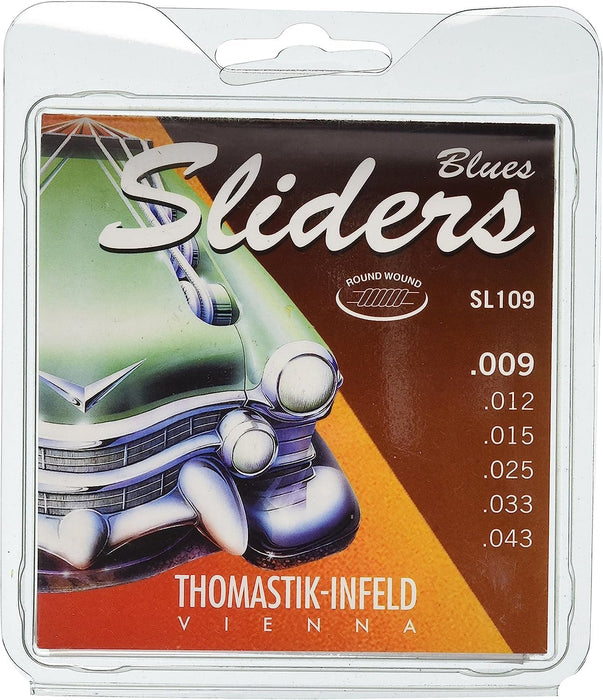 Thomastik-Infeld SL109 Electric Guitar Strings, Sliders Blues 6 String Set with Round Wound Nickel E, B, G, D, A, E Set