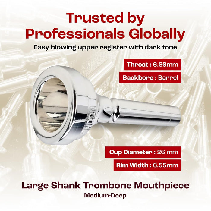 Denis Wick Classic Trombone Mouthpiece Silver Plated, 5880-12CS - V-Type Design for Balanced Tone & Smooth Response - Small Shank Fitting Trombone Accessory 24.7 x 6.5 x 6.1mm