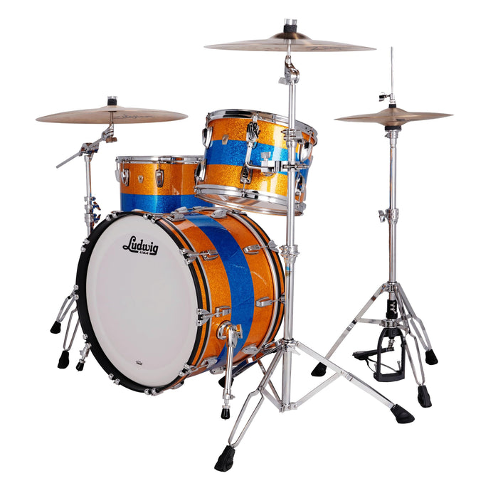 Ludwig Classic Maple Fab 3-piece Shell Pack - Gold/Blue Tri-band