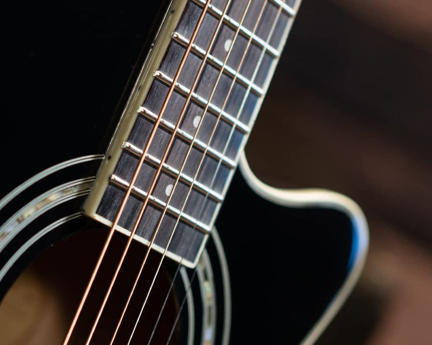 Washburn Festival Series Mini Jumbo Cutaway Acoustic Electric Guitar, Black (EA12B-A-U)