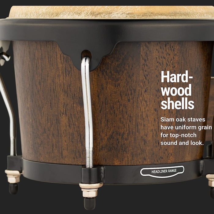 Meinl Percussion Bongos with Rubberwood Stave Shells — NOT Made in China — Natural Buffalo Skin Heads, 2-Year Warranty, (HB100NT)