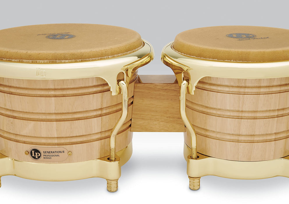 Latin Percussion LP201AX-2AW Bongo Drum, Natural/Gold